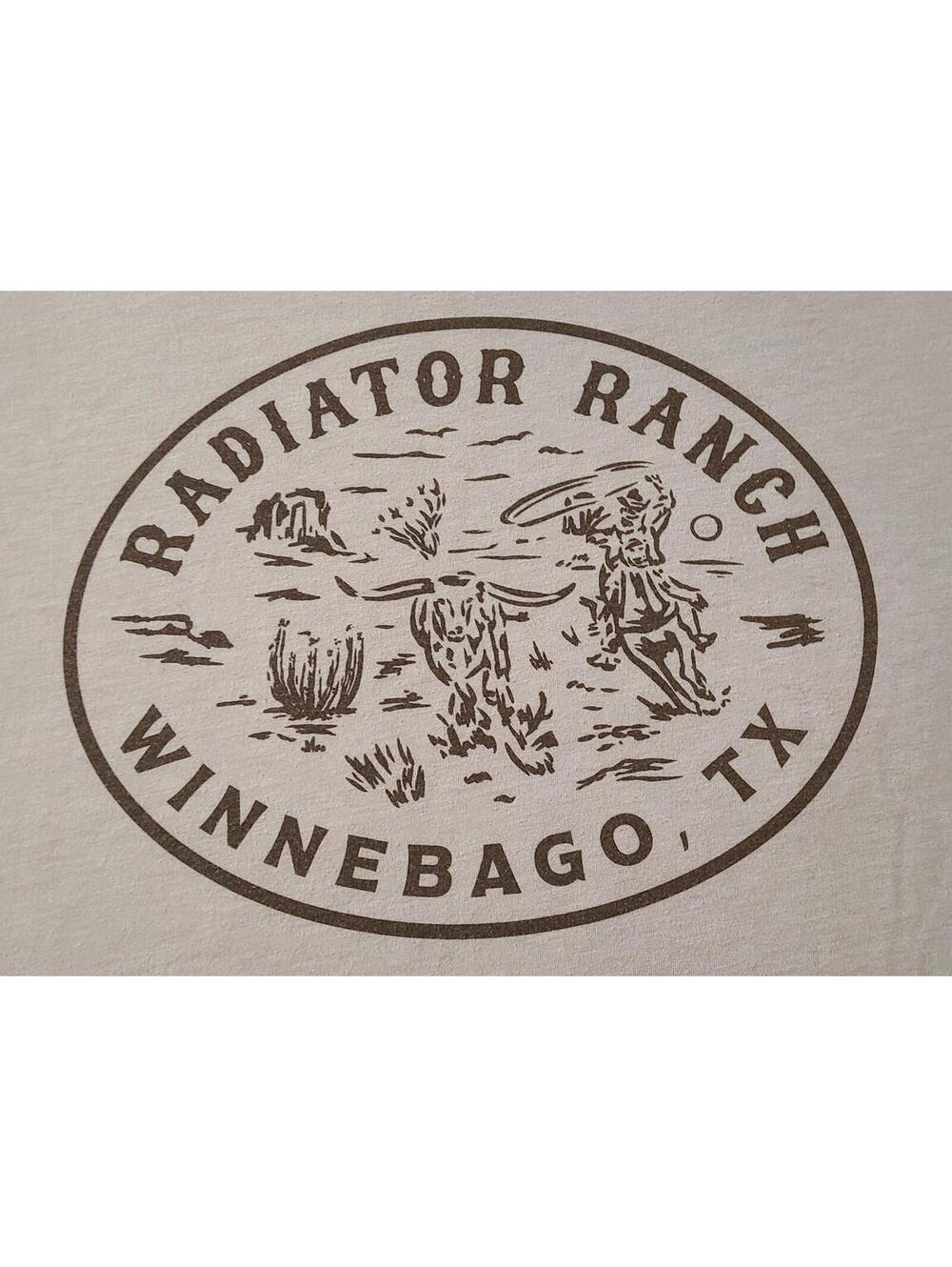 Dale Brisby Radiator Ranch Circle Shirt Mens Sz Medium Beige Winnebago Texas GUC